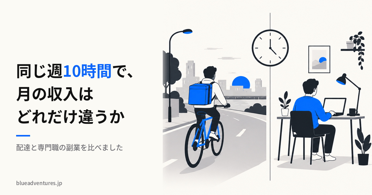 配達と専門職の副業を、同じ週10時間で比べた記事のアイキャッチ